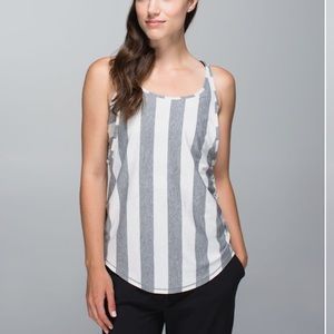 lululemon athletica Gray and White Striped Tank Top